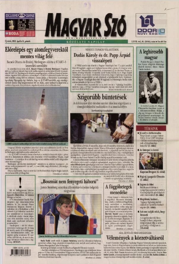 Magyar Szó, 67. évf. 2010. április 9. 81. sz. 1–20. oldal