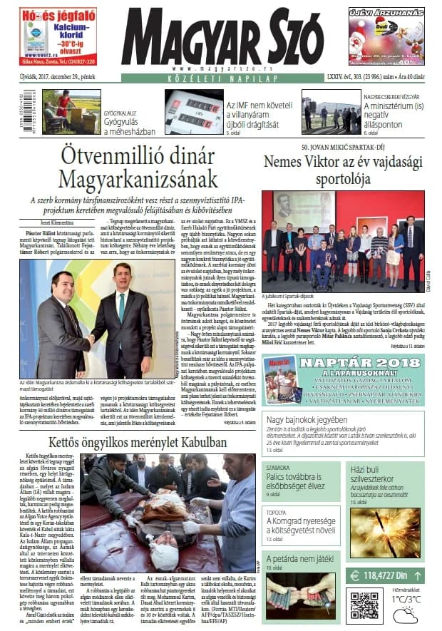 Magyar Szó, 74. évf. 2017. december 29. 303. sz. 1–16. oldal