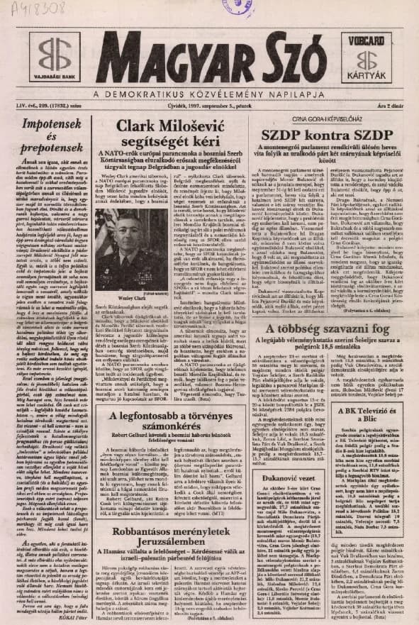 Magyar Szó, 54. évf. 1997. szeptember 5. 209. sz. 1–16. oldal