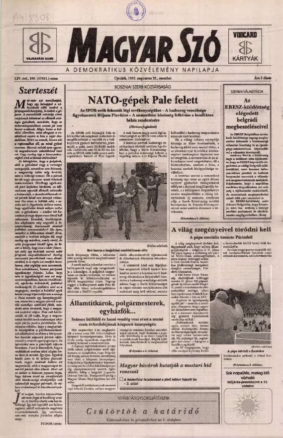 Magyar Szó, 54. évf. 1997. augusztus 23. 198. sz. 1–16. oldal