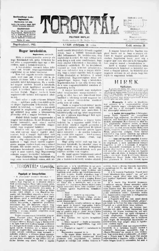 Torontál, 34. évf. 1905. március 28. 71. sz.