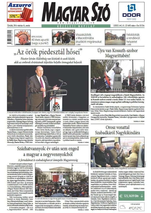 Magyar Szó, 73. évf. 2016. március 16. 61. sz. 1–16. oldal