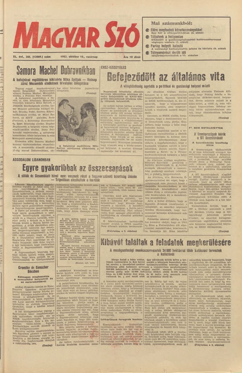 Magyar Szó, 40. évf. 1983. október 16. 285. sz.