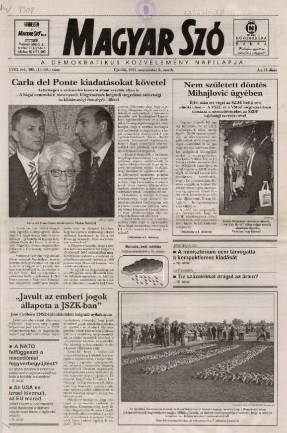 Magyar Szó, 58. évf. 2001. szeptember 5. 202. sz. 1–16. oldal