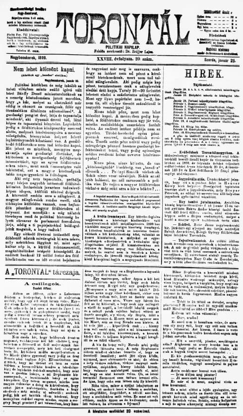 Torontál, 28. évf. 1899. január 25. 20. sz.
