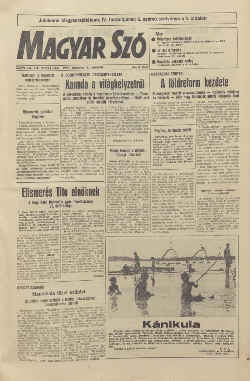 Magyar Szó, 36. évf. 1979. augusztus 2. 210. sz. 1–16. oldal