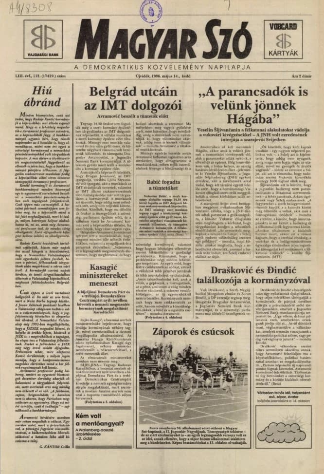 Magyar Szó, 53. évf. 1996. május 14. 112. sz. 1–16. oldal