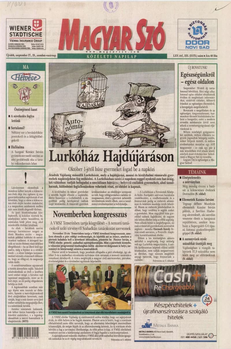 Magyar Szó, 65. évf. 2008. szeptember 27. – 28. 225. sz. 1–28. oldal