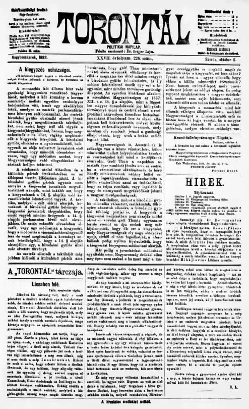 Torontál, 27. évf. 1898. október 5. 226. sz.