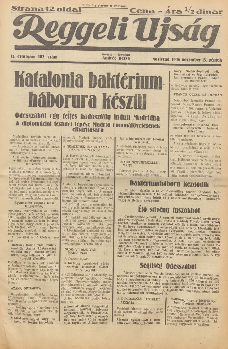 Reggeli Újság, 17. évf. 1936. november 13. 282. sz.