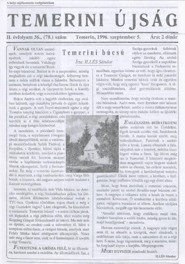 Temerini Újság, 2. évf. 1996. szeptember 5. 36. sz.