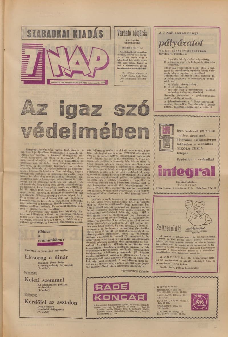 7 Nap, 23. évf. 1968. szeptember 27. 40. sz. 1–16. oldal