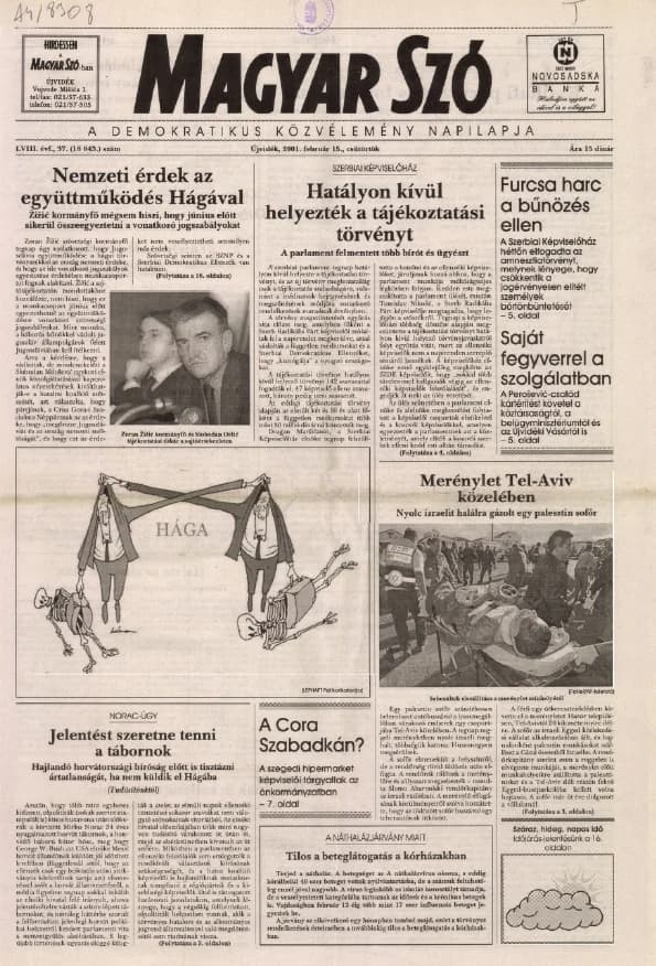 Magyar Szó, 58. évf. 2001. február 15. 37. sz. 1–16. oldal