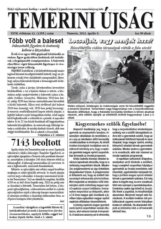Temerini Újság, 27. évf. 2021. április 8. 13. sz.