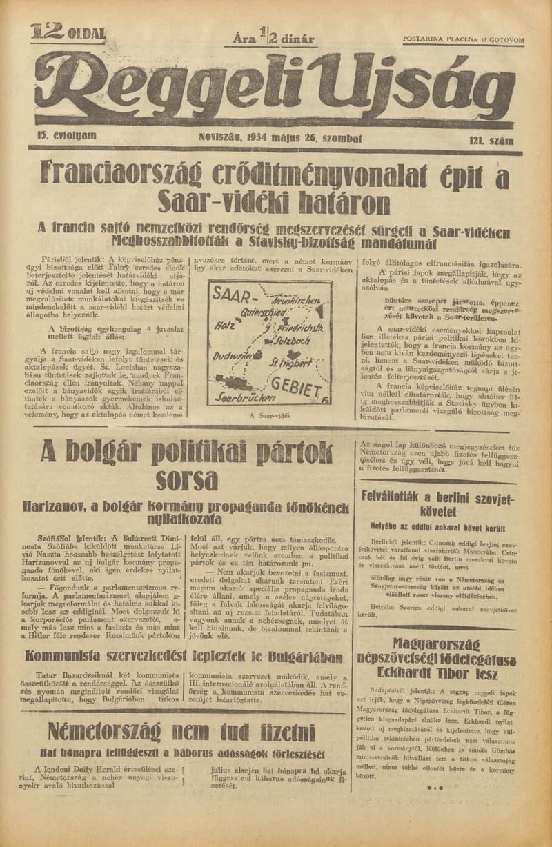 Reggeli Újság, 15. évf. 1934. május 26. 121. sz.