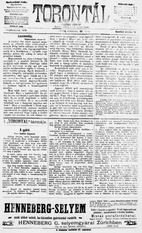 Torontál, 27. évf. 1898. március 26. 69. sz.