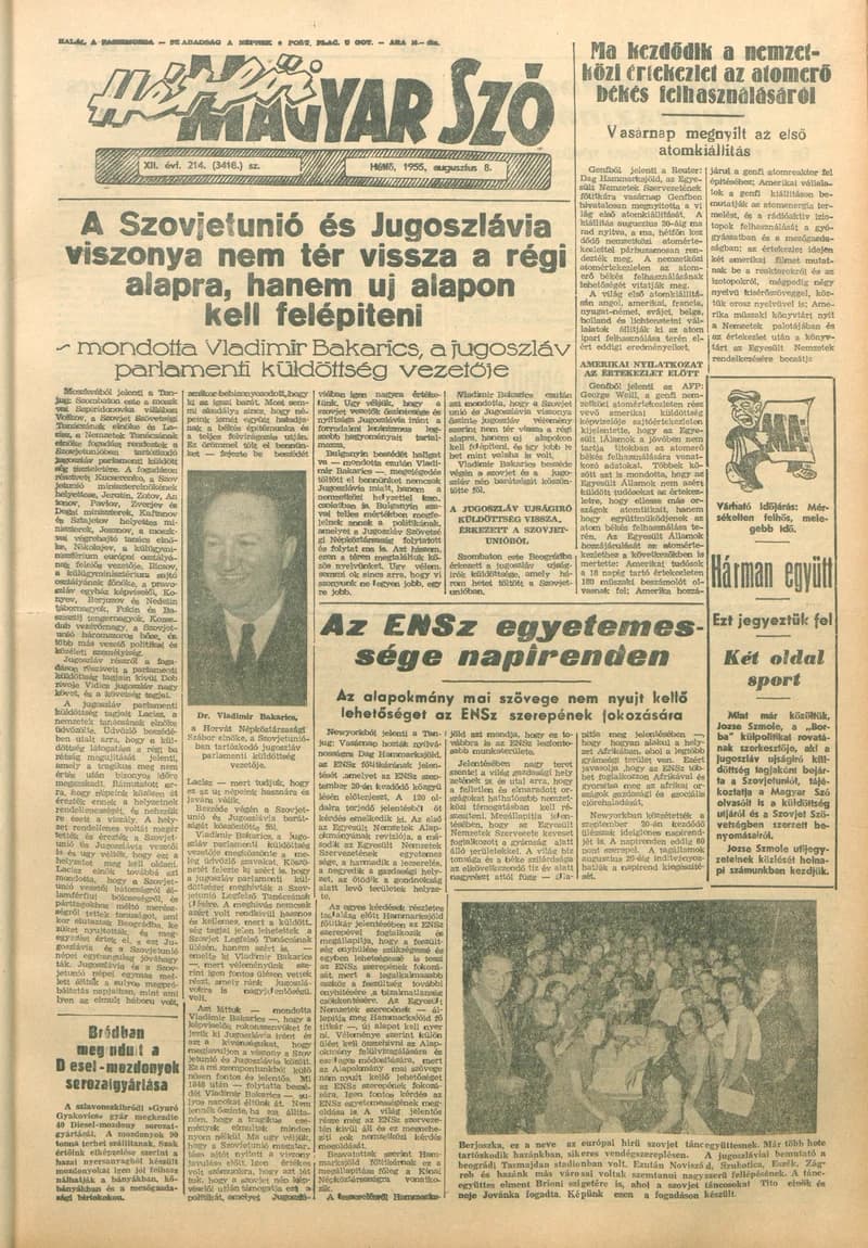 Magyar Szó, 12. évf. 1955. augusztus 8. 214. sz. 1–6. oldal
