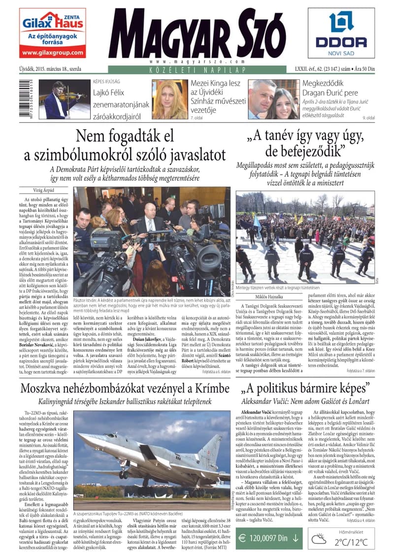 Magyar Szó, 72. évf. 2015. március 18. 62. sz. 1–16. oldal