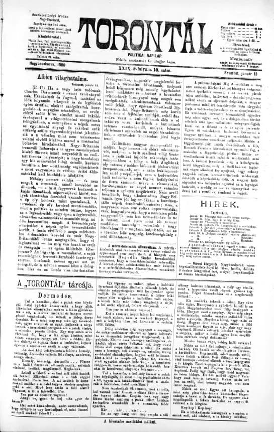 Torontál, 29. évf. 1900. január 13. 10. sz.