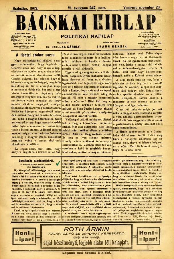 Bácskai Hirlap, 6. évf. 1902. november 23. 247. sz.