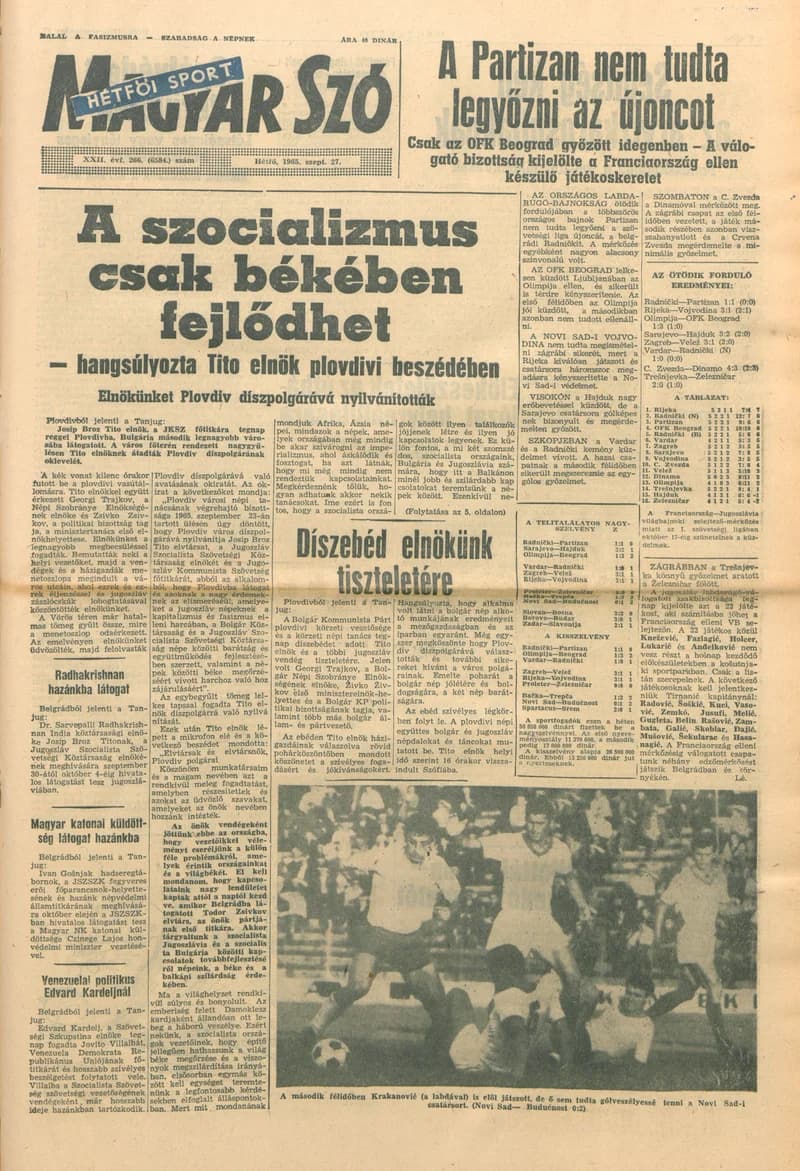 Magyar Szó, 22. évf. 1965. szeptember 27. 266. sz. 1–16. oldal