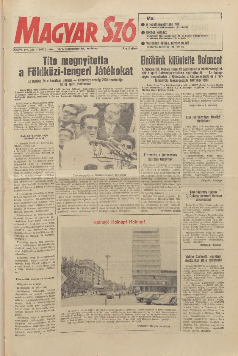 Magyar Szó, 36. évf. 1979. szeptember 16. 255. sz. 1–32. oldal