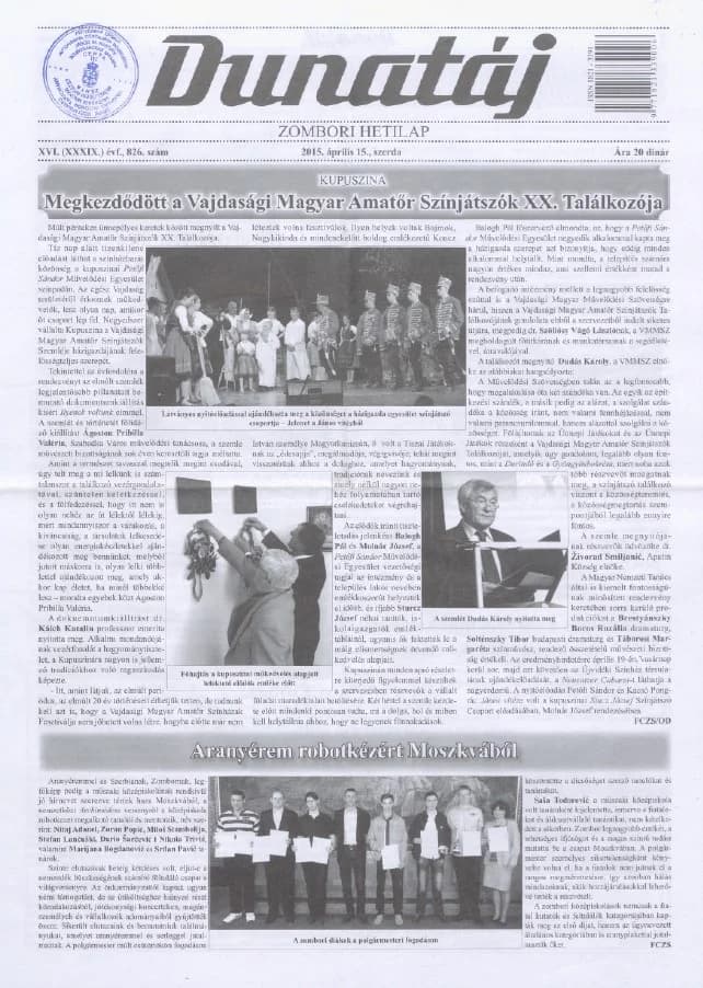 Dunatáj, 17. évf. 2015. április 15. 826. sz.