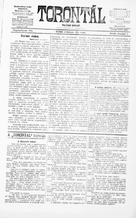 Torontál, 32. évf. 1903. december 2. 275. sz.