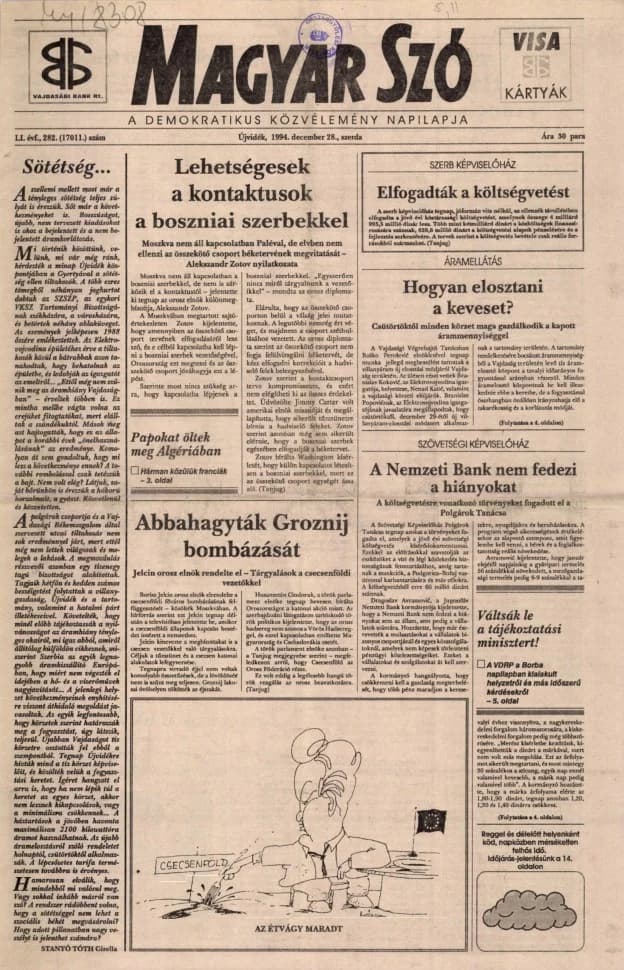 Magyar Szó, 51. évf. 1994. december 28. 282. sz. 1–16. oldal