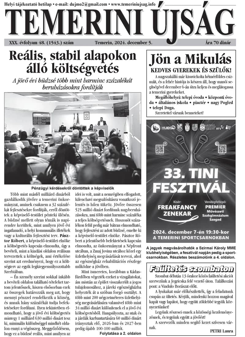 Temerini Újság, 30. évf. 2024. december 5. 48. sz.