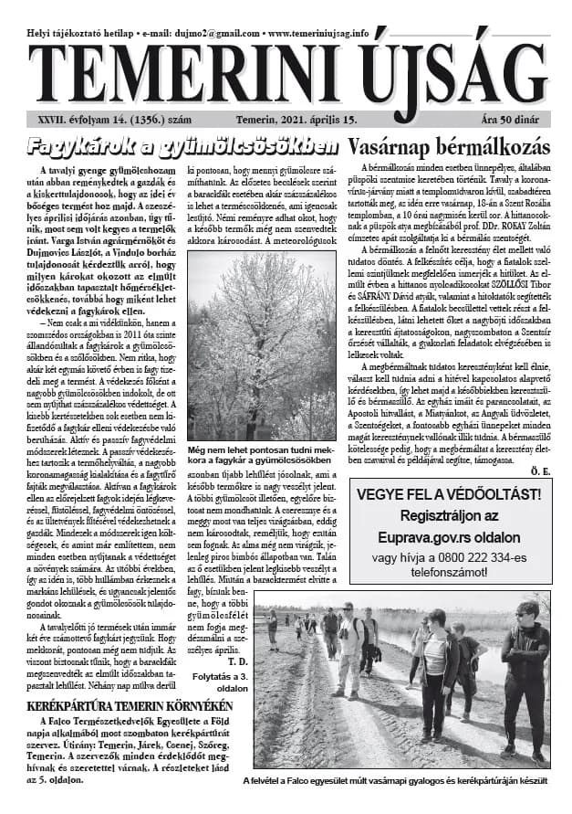 Temerini Újság, 27. évf. 2021. április 15. 14. sz.