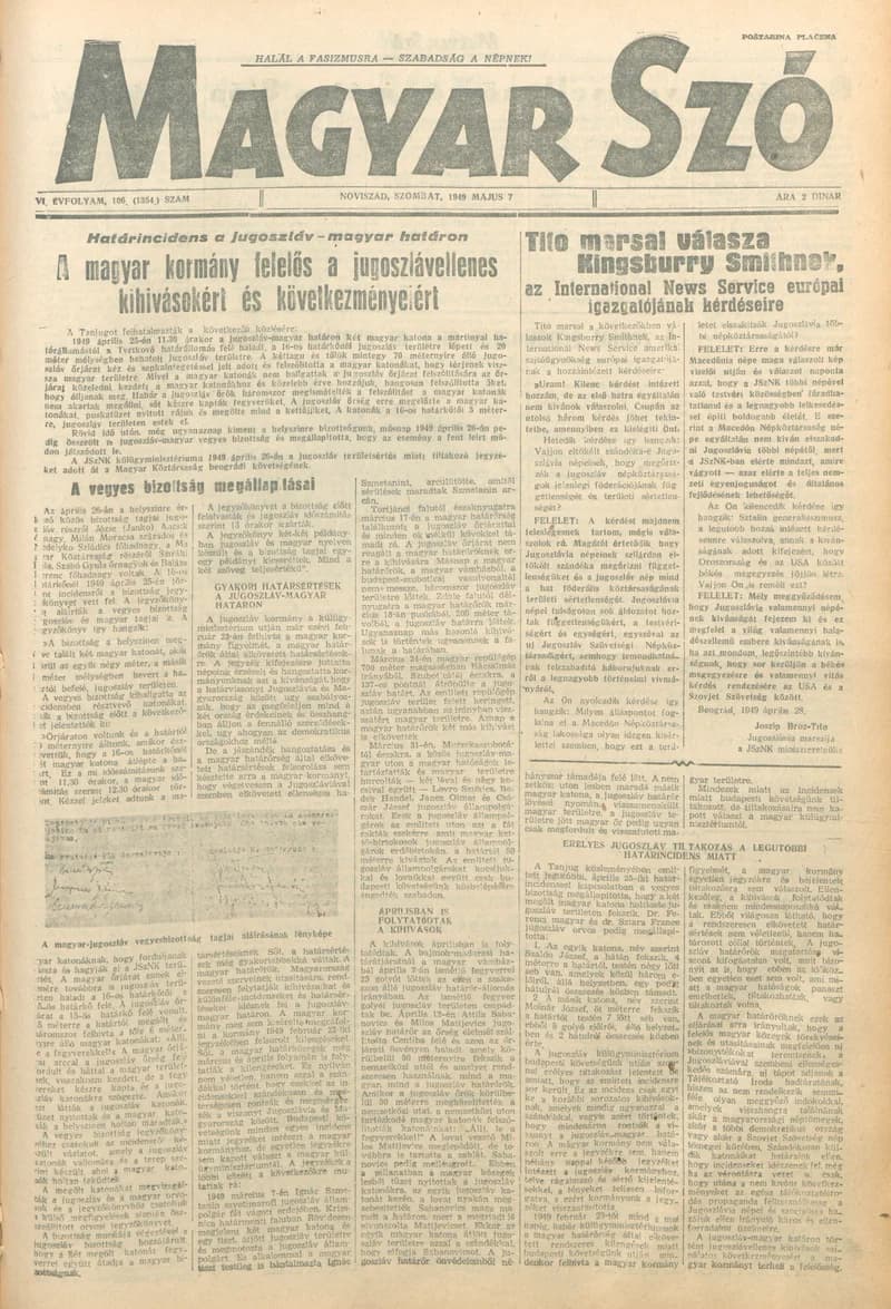 Magyar Szó, 6. évf. 1949. május 7. 106. sz. 1–4. oldal