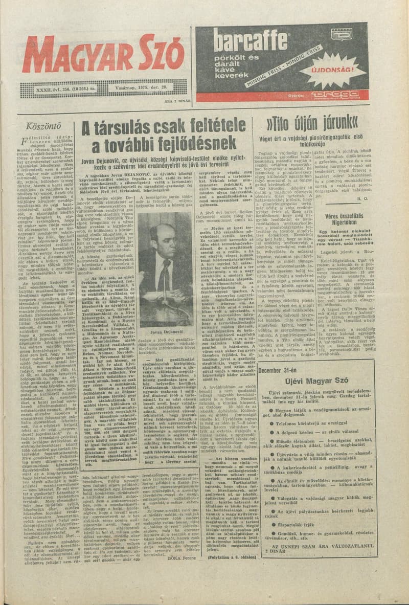 Magyar Szó, 32. évf. 1975. december 28. 356. sz.