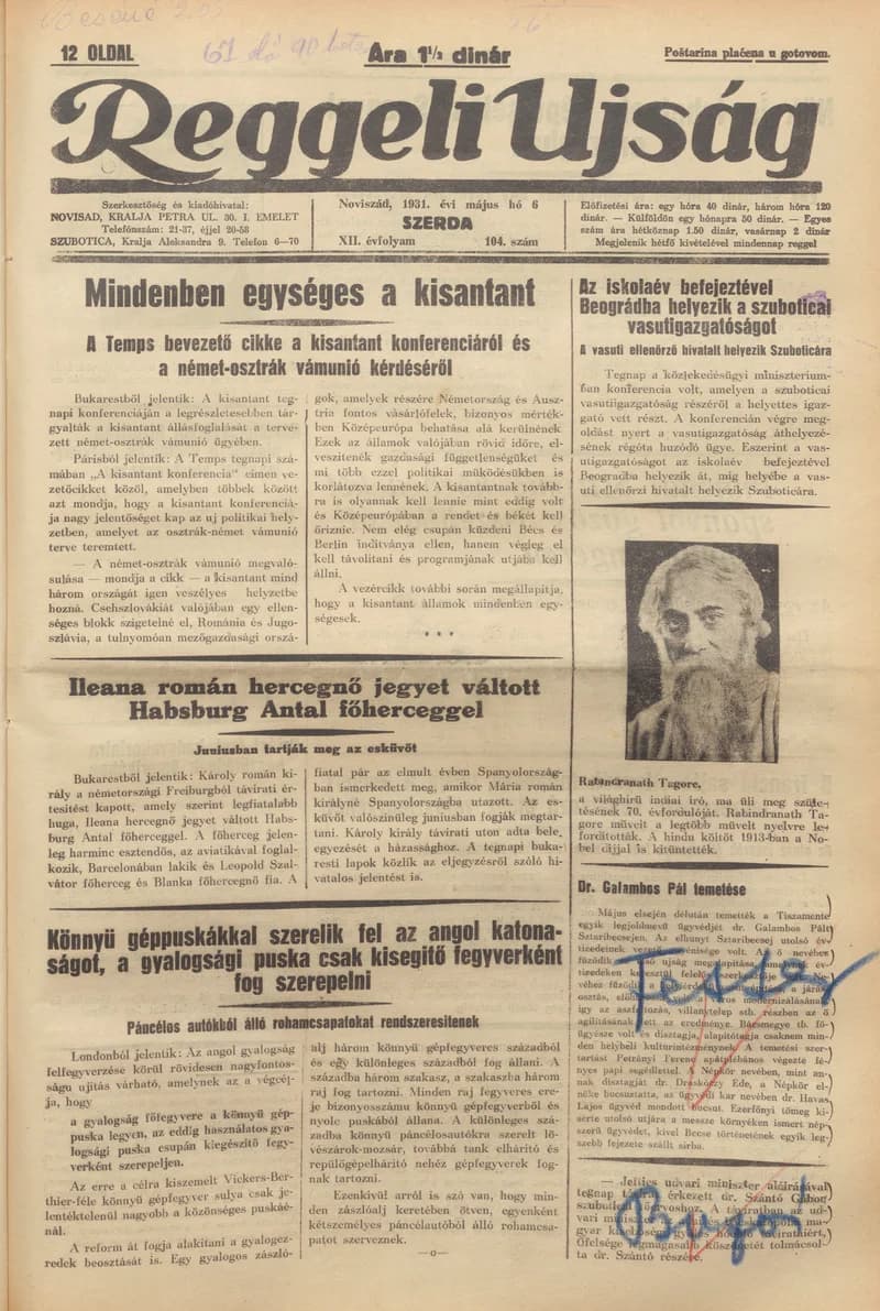 Reggeli Újság, 12. évf. 1931. május 6. 104. sz.