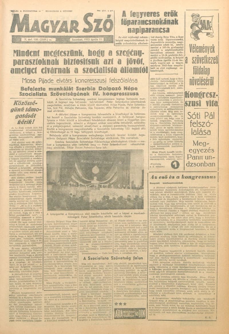 Magyar Szó, 10. évf. 1953. április 11. 100. sz. 1–10. oldal