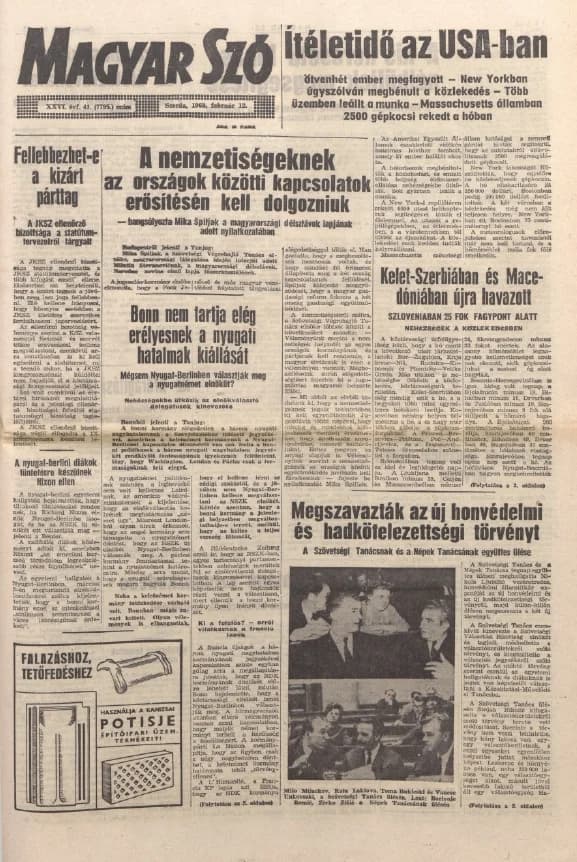 Magyar Szó, 26. évf. 1969. február 12. 41. sz. 1–28. oldal