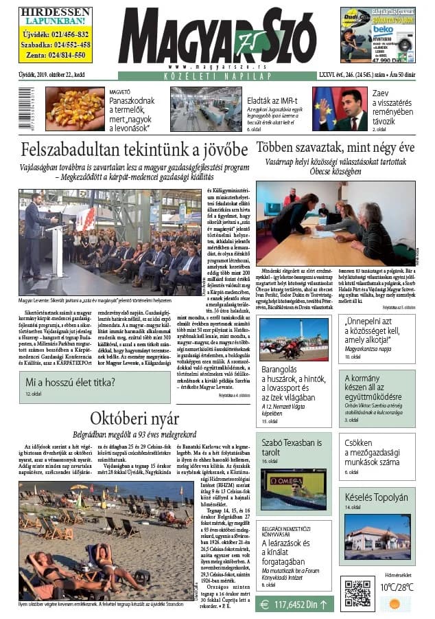 Magyar Szó, 76. évf. 2019. október 22. 246. sz. 1–20. oldal