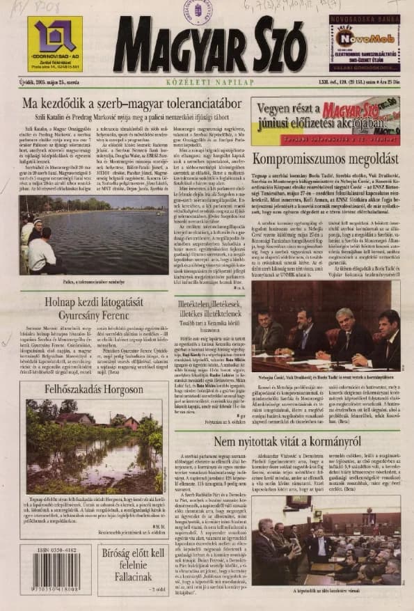 Magyar Szó, 62. évf. 2005. május 25. 120. sz. 1–20. oldal