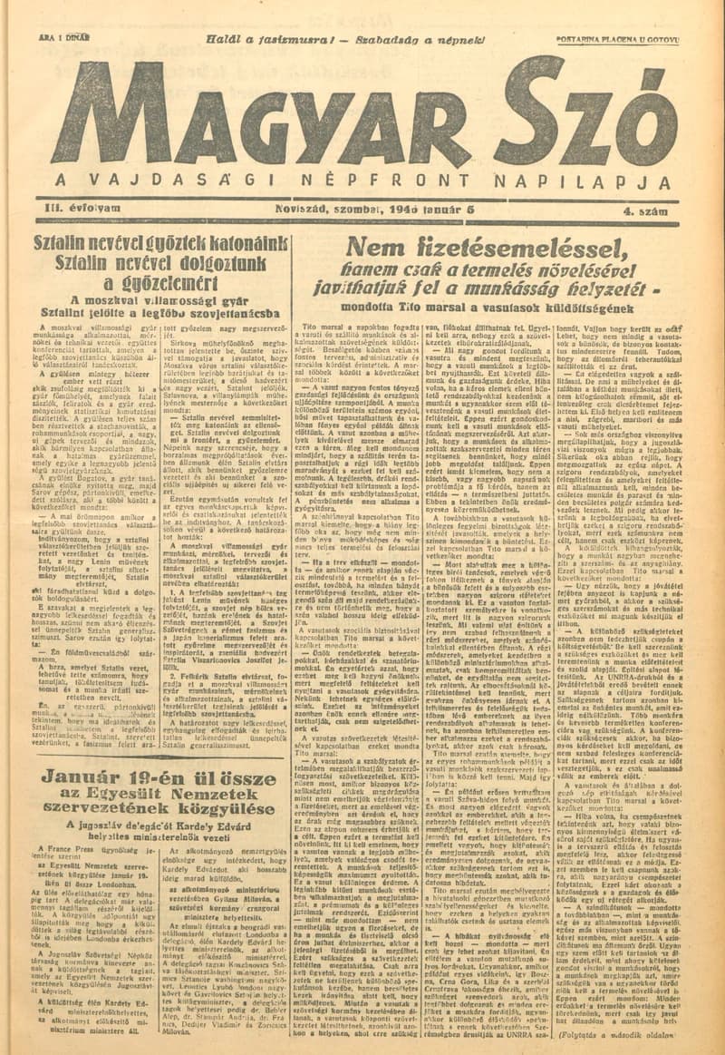 Magyar Szó, 3. évf. 1946. január 5. 4. sz. 1–4. oldal