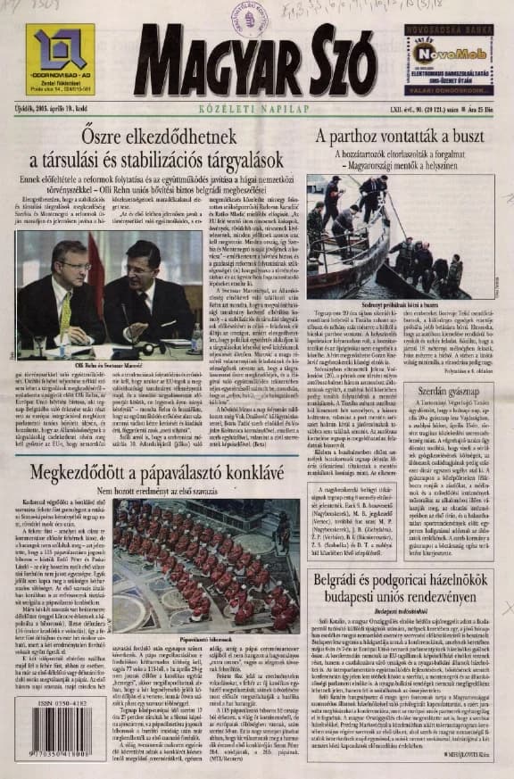 Magyar Szó, 62. évf. 2005. április 19. 90. sz. 1–20. oldal