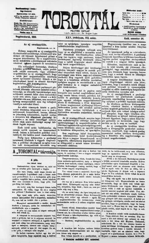 Torontál, 25. évf. 1896. november 24. 271. sz.