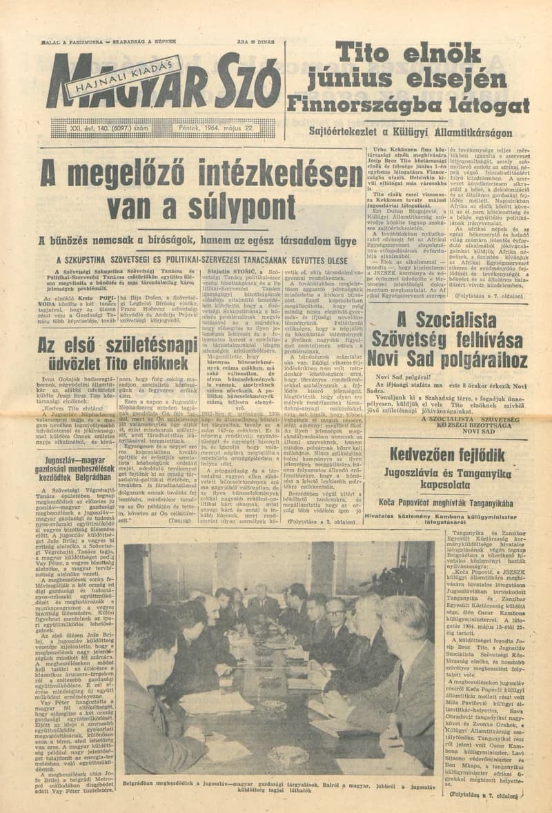 Magyar Szó, 21. évf. 1964. május 22. 140. sz.