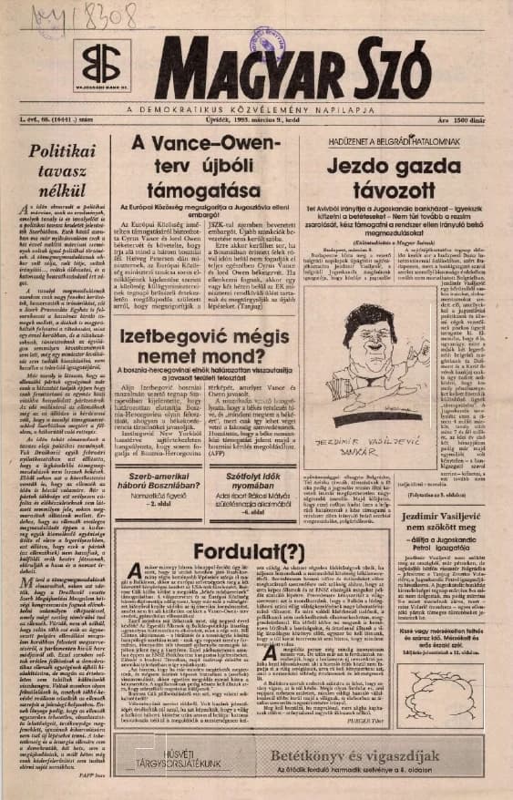 Magyar Szó, 50. évf. 1993. március 9. 66. sz. 1–16. oldal