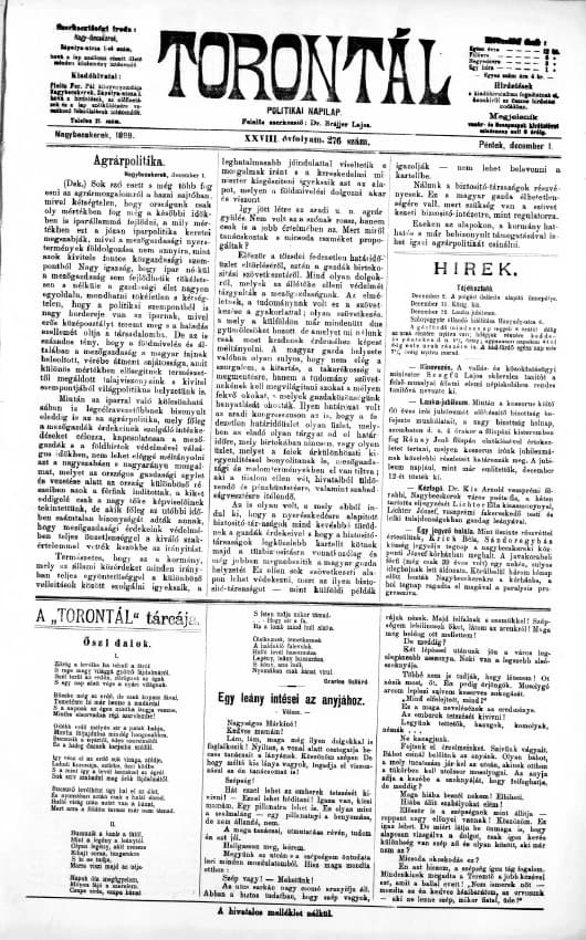 Torontál, 28. évf. 1899. december 1. 276. sz.