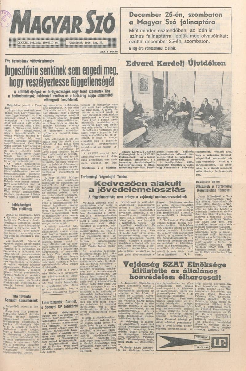 Magyar Szó, 33. évf. 1976. december 23. 352. sz. 1–20. oldal
