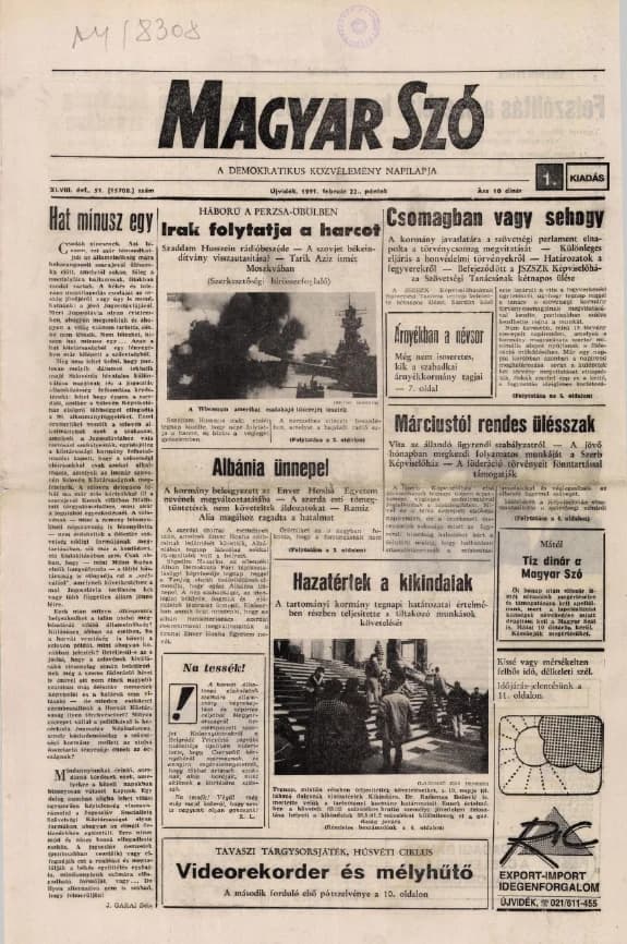 Magyar Szó, 48. évf. 1991. február 22. 51. sz. 1–20. oldal