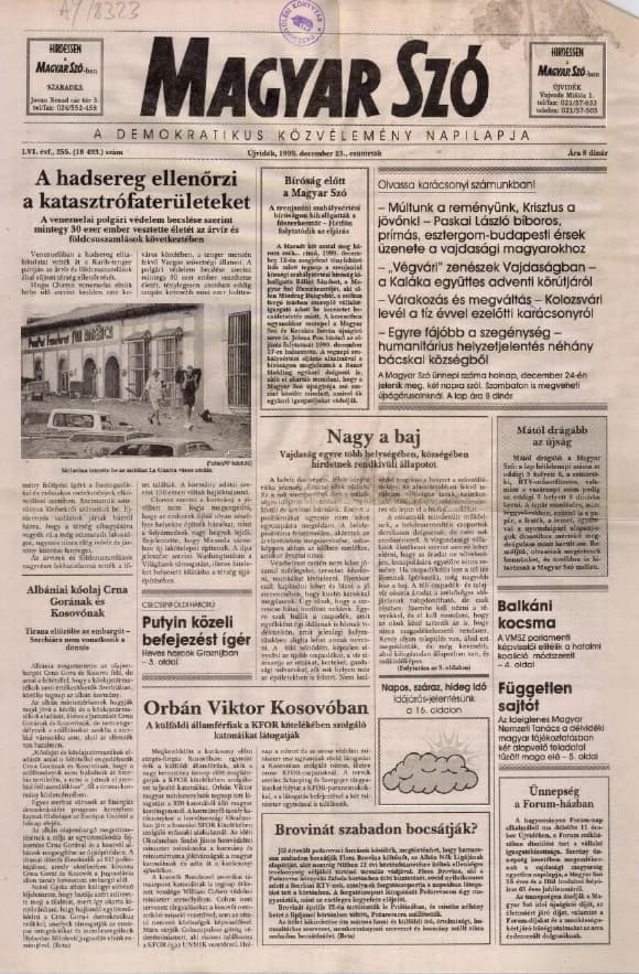Magyar Szó, 56. évf. 1999. december 23. 255. sz. 1–16. oldal
