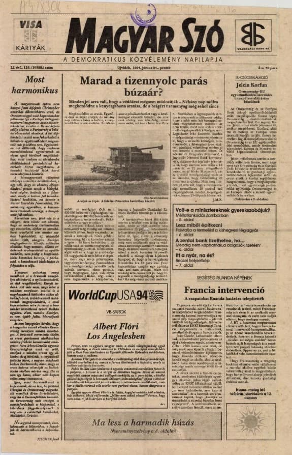 Magyar Szó, 51. évf. 1994. június 21. 123. sz. 1–16. oldal