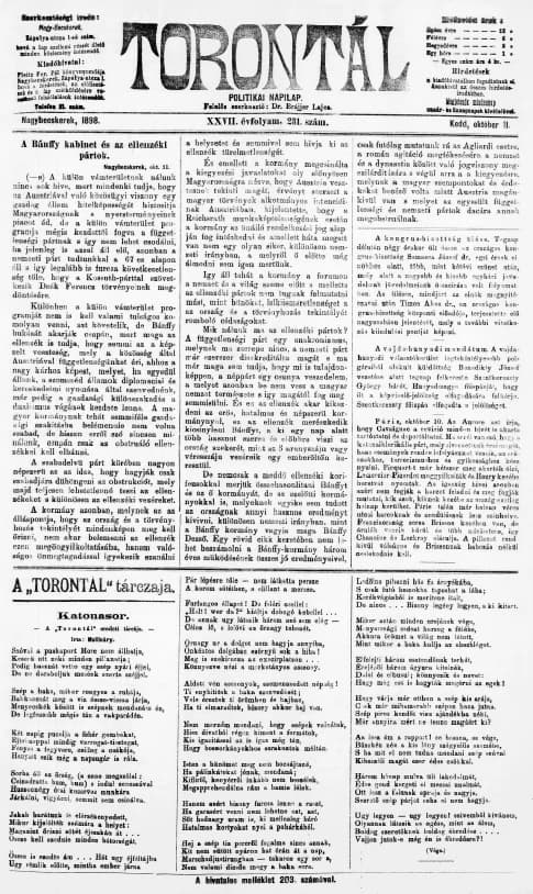 Torontál, 27. évf. 1898. október 11. 231. sz.
