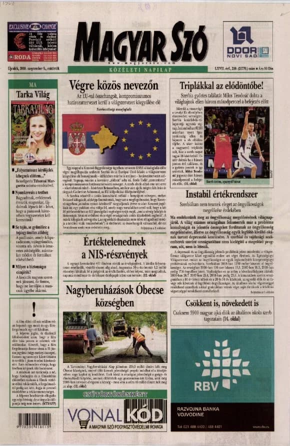 Magyar Szó, 67. évf. 2010. szeptember 9. 210. sz. 1–20. oldal